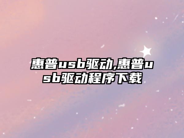 惠普usb驅動(dòng),惠普usb驅動(dòng)程序下載