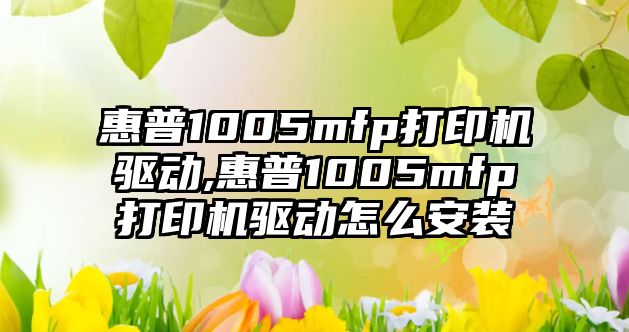 惠普1005mfp打印機驅動(dòng),惠普1005mfp打印機驅動(dòng)怎么安裝