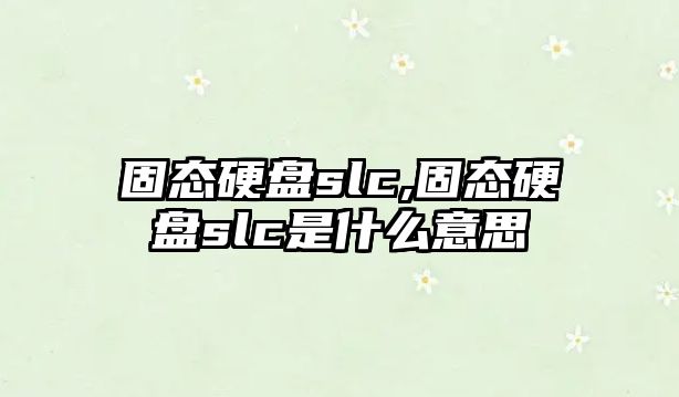 固態(tài)硬盤(pán)slc,固態(tài)硬盤(pán)slc是什么意思