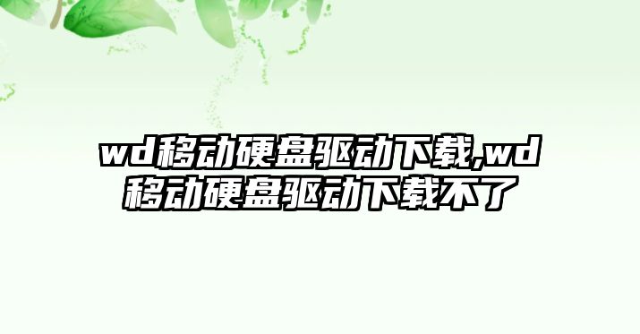 wd移動(dòng)硬盤(pán)驅動(dòng)下載,wd移動(dòng)硬盤(pán)驅動(dòng)下載不了
