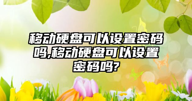 移動(dòng)硬盤(pán)可以設置密碼嗎,移動(dòng)硬盤(pán)可以設置密碼嗎?