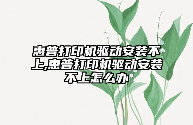 惠普打印機驅動(dòng)安裝不上,惠普打印機驅動(dòng)安裝不上怎么辦