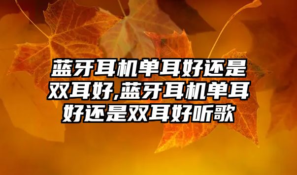 藍牙耳機單耳好還是雙耳好,藍牙耳機單耳好還是雙耳好聽(tīng)歌