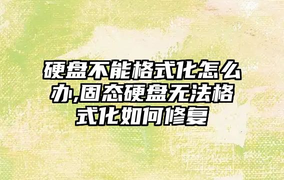 硬盤(pán)不能格式化怎么辦,固態(tài)硬盤(pán)無(wú)法格式化如何修復