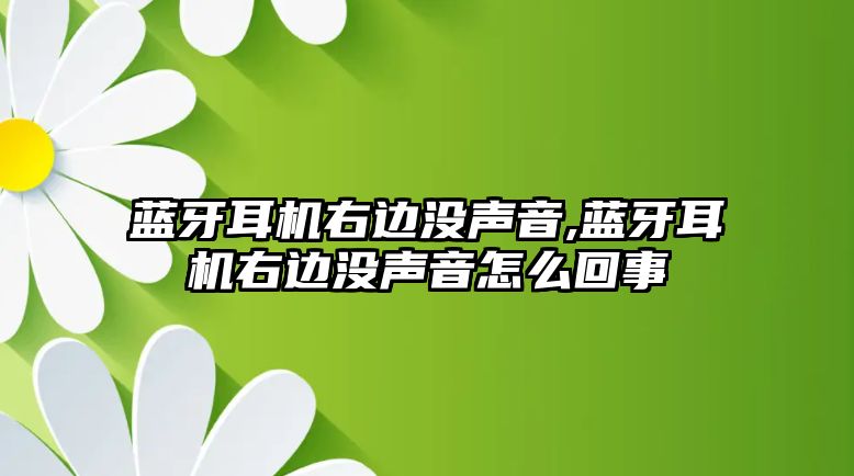 藍牙耳機右邊沒(méi)聲音,藍牙耳機右邊沒(méi)聲音怎么回事