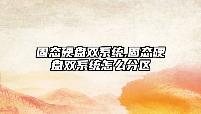 固態(tài)硬盤(pán)雙系統,固態(tài)硬盤(pán)雙系統怎么分區