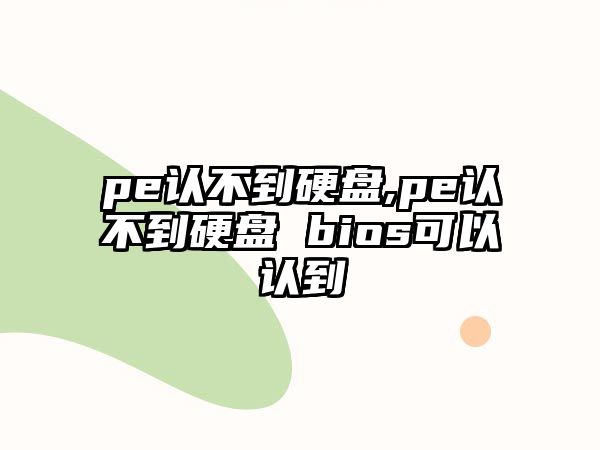 pe認不到硬盤(pán),pe認不到硬盤(pán) bios可以認到