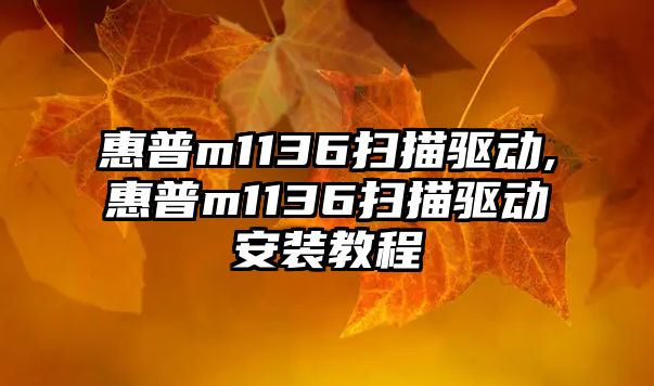 惠普m1136掃描驅動(dòng),惠普m1136掃描驅動(dòng)安裝教程