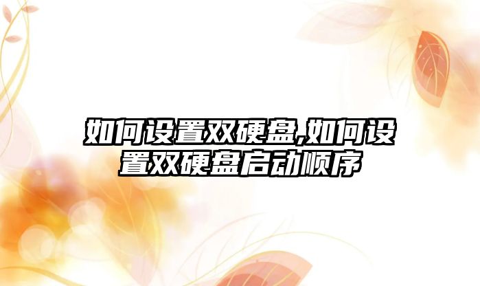 如何設置雙硬盤(pán),如何設置雙硬盤(pán)啟動(dòng)順序