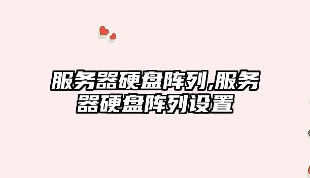 服務(wù)器硬盤(pán)陣列,服務(wù)器硬盤(pán)陣列設置