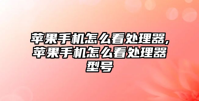 蘋(píng)果手機怎么看處理器,蘋(píng)果手機怎么看處理器型號