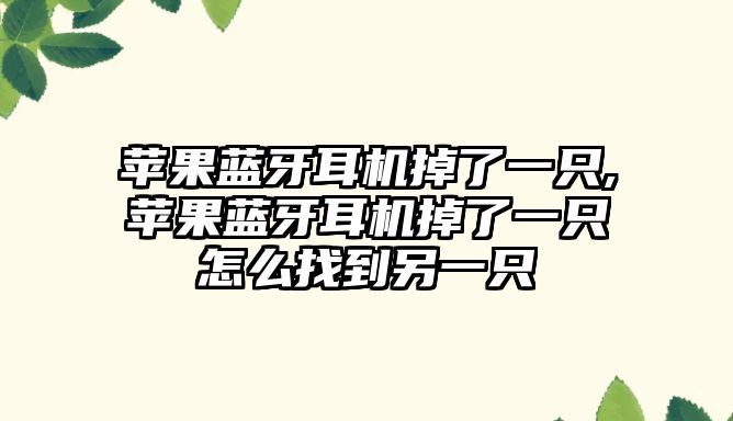 蘋(píng)果藍牙耳機掉了一只,蘋(píng)果藍牙耳機掉了一只怎么找到另一只