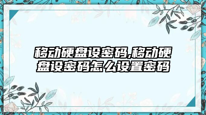 移動(dòng)硬盤(pán)設密碼,移動(dòng)硬盤(pán)設密碼怎么設置密碼