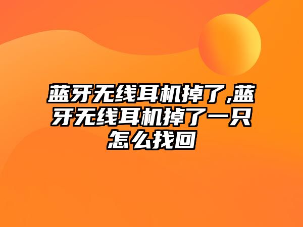 藍牙無(wú)線(xiàn)耳機掉了,藍牙無(wú)線(xiàn)耳機掉了一只怎么找回